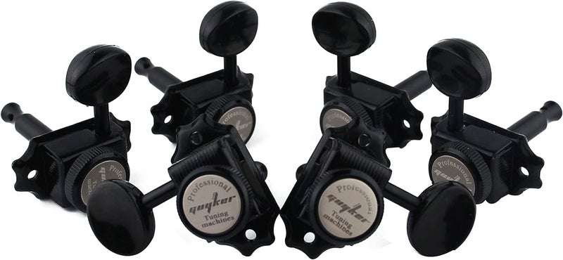 guyker Guitar Locking Tuners (3L + 3R Handed) – Vintage Deluxe Lock String Tuning Key Pegs Machine Heads Replacement Parts for ST TL Style Electric, Folk or Acoustic Guitars – Black - Image 1